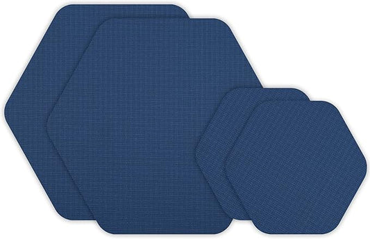 GEAR AID Tenacious Tape Hex – 2.5” & 1.5” Repair Patches (4 Patches: Two 2.5” & Two 1.5”, Blue) – Peel-and-Stick Outdoor Nylon Fabric to Fix Holes and Burns in Down Jackets, Rain Gear and Tents
