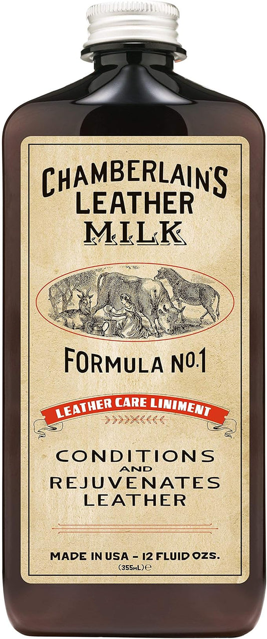 Leather Milk Conditioner and Cleaner for Furniture, Cars, Purses and Handbags. All-Natural, Non-Toxic Conditioner Made in the USA. Leather Care Liniment No. 1. 2 Sizes. Includes Premium Applicator Pad