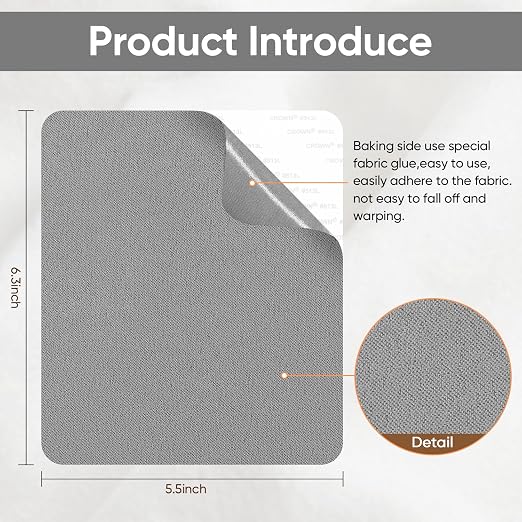 Suede Couch Patch Repair Fabric,6-Piece Self-Adhesive Microfiber Patches，Quick Fix Sofa Chair Car Seat,Furniture & Upholstery Repair Kit. (Light Grey)