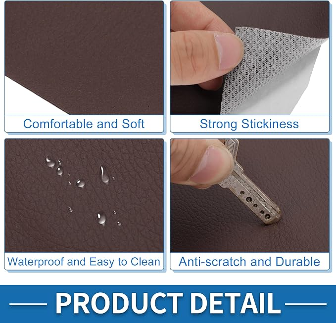 Self Adhesive Leather Repair Patch Strong Stickiness 19.6"x27.5" Leather Repair Tape PVC Faux Leather Deep Brown 1 Pcs