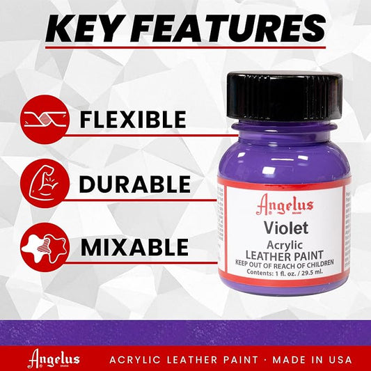 Angelus Acrylic Leather Paint, Violet, 1 oz.