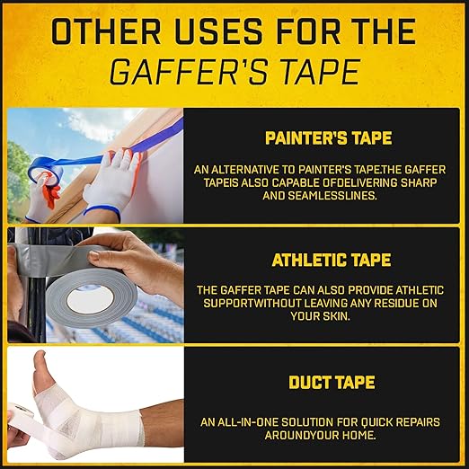 D-NYX Gaffer Tape 4 Inch x 1 Pack Black Gaff Tape, Matte Finish Non-Reflective Real Professional Grade Black Gaffer Tape, Waterproof, No Residue Multipurpose Heavy Duty Gaffers Tape
