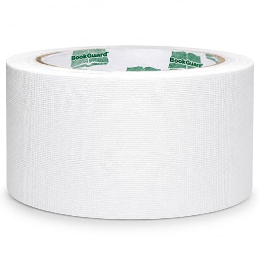 BookGuard White Book Repair Tape, 2 Inch x 15 Yard Archival Safe Cloth Book Binding Tape for Spine, Hinge and Cover Repair, Self-Adhesive Bookbinding Tape for Libraries, Schools and Bibles