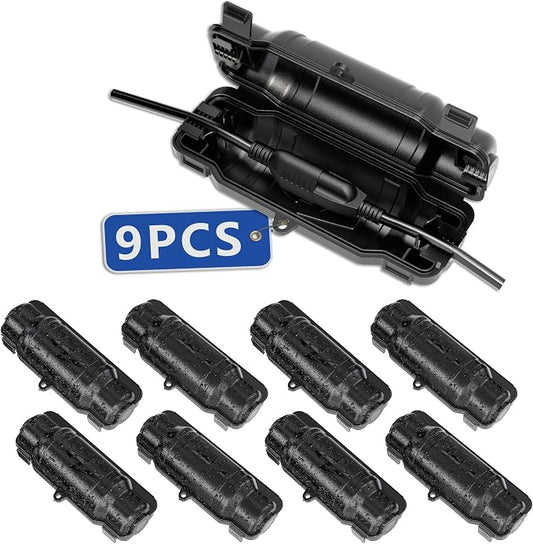 9 Pack Outdoor Extension Cord Safety Cover with Waterproof Seal IP54 Water-Resistant, Weatherproof Electrical Connection Box with 2 Latches, Plug, Socket, Holiday Decoration Light, Black