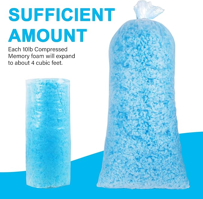 DR.DUDU 10lbs Pillow Stuffing for Couch Pillows Bean Bag Filler | Shredded Memory Foam, For Couch Cushion Dog Bed Chair Arts Crafts