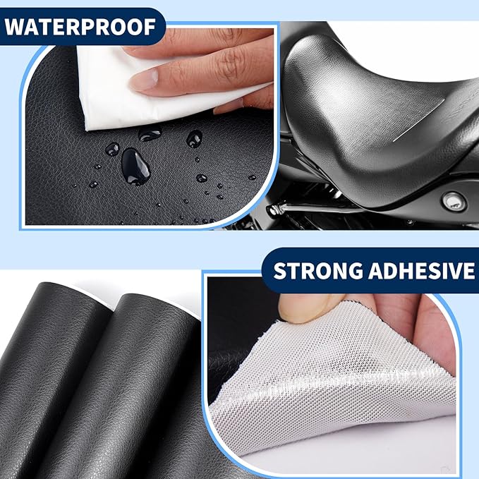 Leather Repair Patches, 17X237 Inch Self-Adhesive Leather Repair Tape, Stretch Vinyl Repair Kit for Couch Furniture Sofas Car Seats (Black, 17X237 Inch)