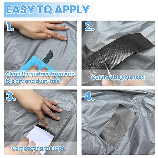 Tikfoam Waterproof Repair Tape for RV Underbelly, Awning, Tarp, Tent, Nylon, Sail and Boat Cover Outdoor Repair Patch, Heavy Duty, UVproof, Multipurpose Black, 6 in x 25FT