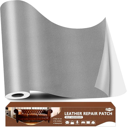 Dark Gray Leather Repair Tape, 16x80 Inch Leather Repair Patch Self-Adhesive, Waterproof Faux Leather Patch, Vinyl Repair Tape for Couch, Sofas, Furniture, Office Chair, Car Seats