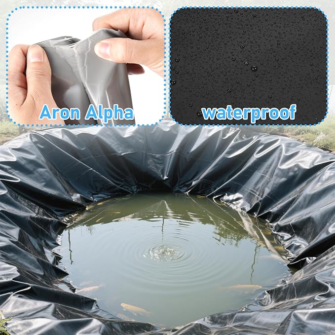 5 Pcs 10 x 10 Inches Pond Liner Repair Patch Self-Adhesive EPDM Liner Repair Patch Kit Thickened EPDM Pond Liner Seam for Garden Pond Patch Cover Liner Repair