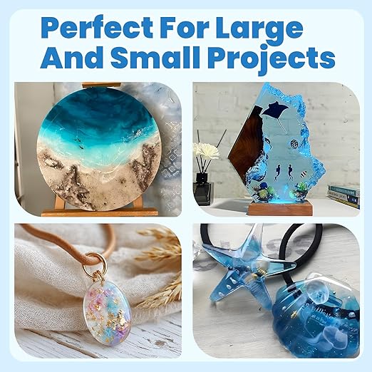 Epoxy Resin Kit, Crystal Clear 1:1 Self-Leveling Resin System with High Gloss Finish for Jewelry Making, Casting, Coating & DIY Craft Projects (16 OZ)