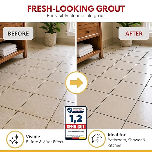ISPAR Tile Grout Repair Kit – Dark Gray Grout Filler 8.8 oz, Pre-Mixed Grout Repair Paste, Ready to Use Tile Joint Filler for Bathroom & Shower Tile, Includes Spatula