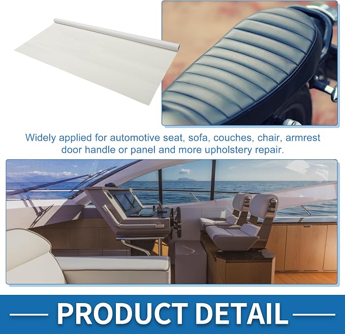 Self Adhesive Leather Repair Patch Strong Stickiness 39"x39" Leather Repair Tape PVC Faux Leather White 1 Pcs