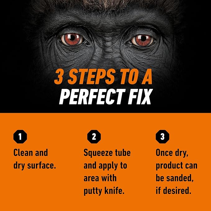 Gorilla All Purpose Wood Filler, Walnut Color, 6 Ounce Tube (Pack of 2) - Water Resistant for Indoor or Outdoor Projects and Repairs