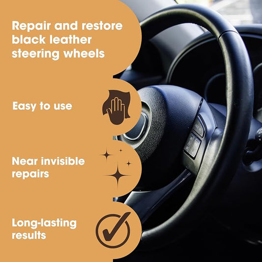 Furniture Clinic Leather Steering Wheel Repair Kit | Kit to Repair Tears, Scuffs, & Scratches on Leather Steering Wheels
