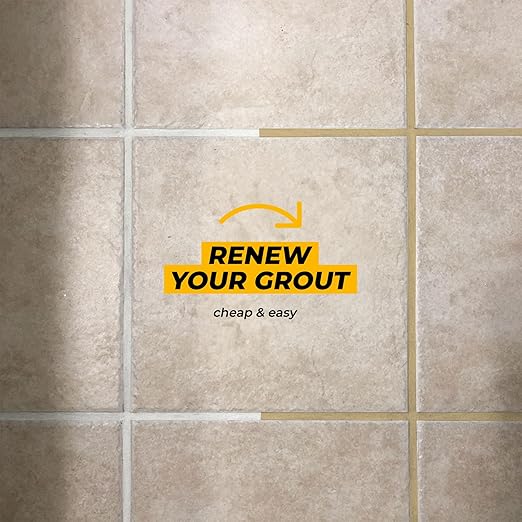 PentaUSA Tile Grout Repair Kit with Removal Tool - Premixed Acrylic Sanded Grout Filler for Bathroom, Shower, and Kitchen, Includes Applicator Spatula, and Sponge Warm Beige (8.8oz / 250g)