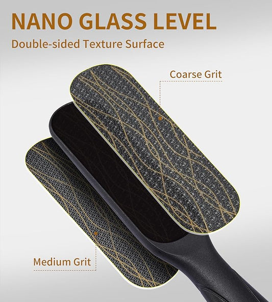 Nano Glass Foot File, Double-Sided Foot Callus Remover Feet Scrubber Hard & Dead Skin Hygienic Pedicure Tool in Shower Heel Scraper for Cracked Heels Smooth Feet Care Lima para Los pies (Black)