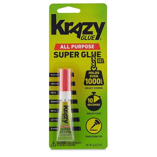 Krazy Glue All Purpose Super Glue Gel with Precision Tip, 2g Tube 6 Ct, Fast Drying No-Run Gel Formula for Household Repairs, School, Office Crafts & DIYs, Bonds Plastic, Wood, Metal, Ceramic & More