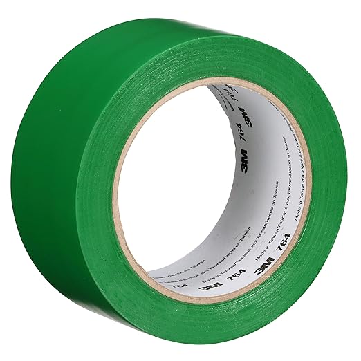 3M Vinyl Tape 764, General Purpose, 2 in x 36 yd, Green, 1 Roll, Light Traffic Floor Marking Tape, Social Distancing, Color Coding, Safety, Bundling