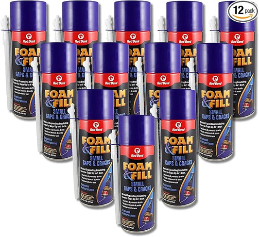 Red Devil 091312 Foam & Fill Small Gaps & Cracks Expanding Polyurethane Sealant, 12 oz, Off-White, Case of 12