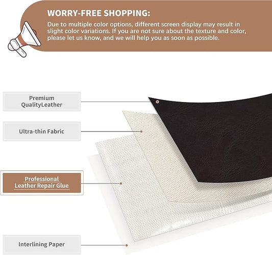 ONine Leather Repair Patch, Self-Adhesive Couch Patch, Multicolor Available Scratch Leather 16X60 Inch Peel and Stick for Sofas(Chocolate Brown)