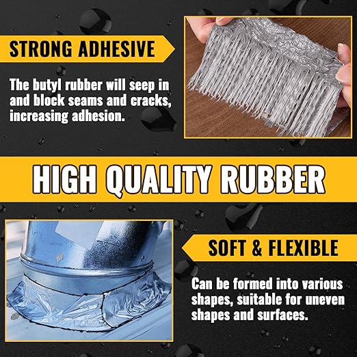 VIVIDA Aluminum Butyl Tape 8" × 20', Waterproof Aluminum Foil Butyl Sealing Tape for Outdoor Use, Corrosion Resistant, Repair for Metal Roof, RV, Windows, 1 Roll