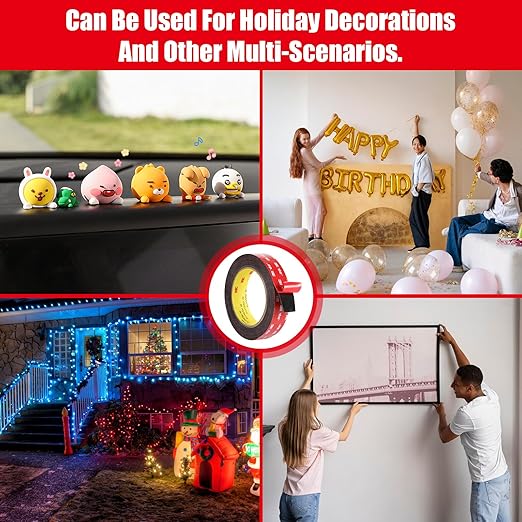 Double Sided Tape Heavy Duty, Waterproof Mounting Foam Tape, 16.5ft Length, 2.76in Width, High Temperature Resistant Adhesive Tape for Car, LED Strip Light, Office Decor, Uses VHB 5952 Raw Material