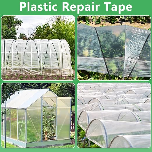 Miuwauer 6In x 118Ft Greenhouse Repair Tape Heavy Duty Greenhouse Coverings Damage Repair Tape Long Term UV Stabilized Outdoor Adhesive for Patching Sealing Seaming Plastic Film Polyethylene Sheeting