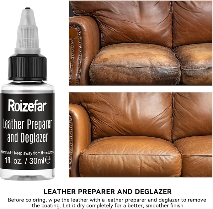 Roizefar Acrylic Leather Paint, Ultimate All-in-One 20 x 30ml Kit with Deglazer & Finisher, 18 Colors Flexible & Waterproof Leather Dye for Shoes, Bags, Jackets, Sneakers, Couches, Car Seats, Sofa