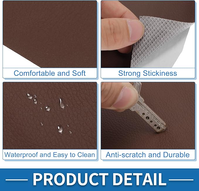 Self Adhesive Leather Repair Patch Strong Stickiness 19.6"x53.9" Leather Repair Tape PVC Faux Leather Red Brown 1 Pcs