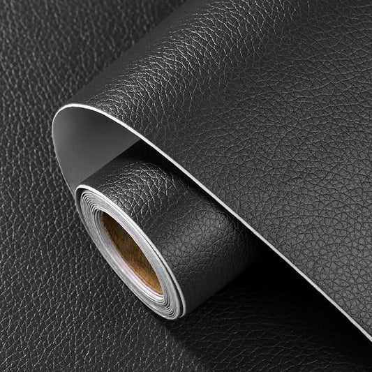 Leather Repair Patch 15.7x160 inch Large Self-Adhesive Leather Repair Tape Vinyl DIY Leather Repair Kit for Sofa Car Seats Chairs Shoes Bags Damaged Leather Furniture (Black)