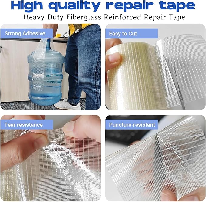 6 in x 39FT RV Awning Repair Tape for Tarp, Sail, Canvas, Tent, Greenhouse, Fabric, Canopy, Boat Covers – Heavy Duty Waterproof Tear Repair Patch Kit – Clear Reinforced Fiberglass Repair Tape