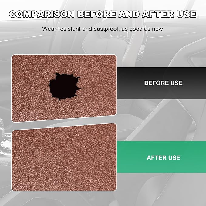 2 PCS Leather Repair Patch Tape, 4 x 8 Inch PU Vinyl Repair Patches for Car Upholstery Seat, Waterproof Self Adhesive Leather Tape Repair Kit for Furniture Couches Chairs (Dark Cooffe)