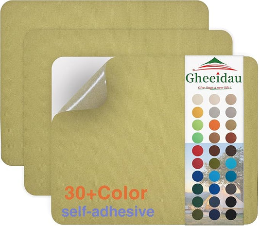 Gheeidau Canvas Repair Patch 9×11 Inch 3Pcs Waterproof Self-Adhesive Fabric Repair Patch for Tents,Boat Cover,Pop Up Canopy,Patio,Bags,Car Seats,Sofas,Furniture Cover(Khaki)