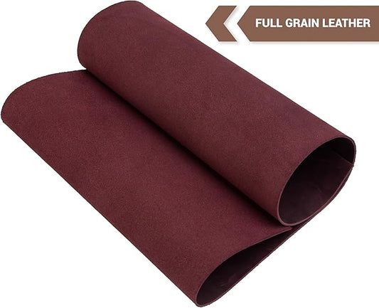 Shkira 12''X24'' Genuine Red Leather Sheets for Crafts - Square - 2.0MM Thick Genuine - Thick Cowhide Pieces Square - Leather Sheet for Arts and Crafts