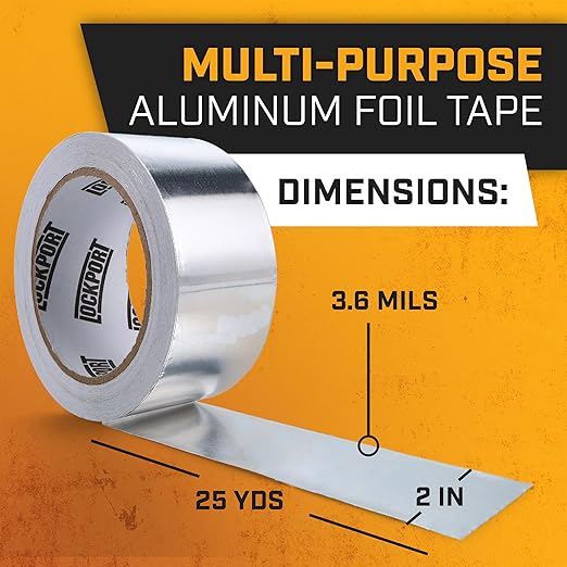 Lockport Aluminum Foil Tape 2" x450 ft - 6 Pack - Aluminum HVAC Tape - HVAC Duct Sealing, Dryer Vent, Heat Insulation & Ductwork Repairs - Heat Resistant, Waterproof, Professional Grade
