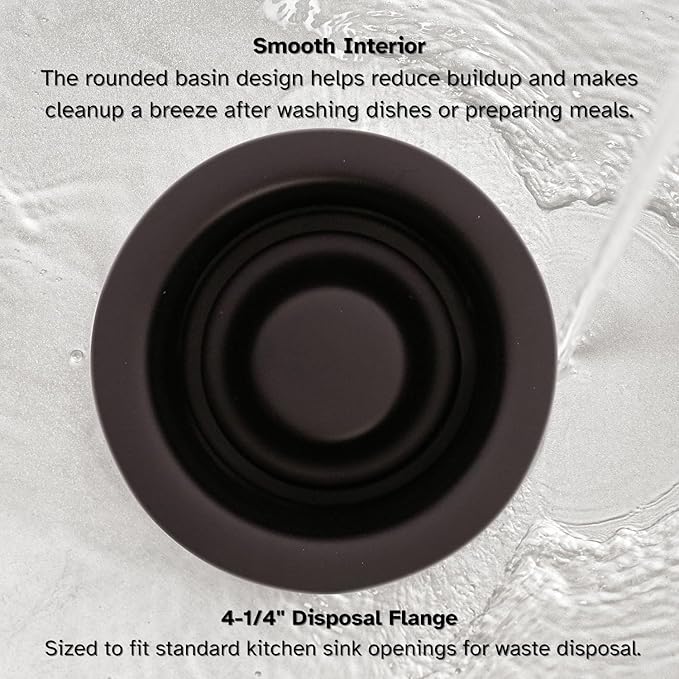 Westbrass D2089-12 4-1/4" Kitchen Sink Waste Disposal Drain Flange and Stopper, Oil Rubbed Bronze