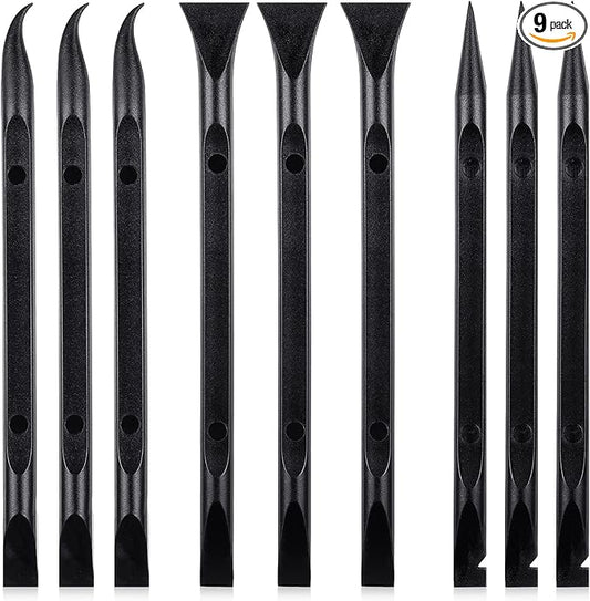 9 Pieces Plastic Scraper Tool Scratch Free Crevice Cleaning Sticker Remover Tool Multipurpose Non Scratch Scrapers for Tight Spaces, Kitchen, Crevices, Auto Detailing, Paint