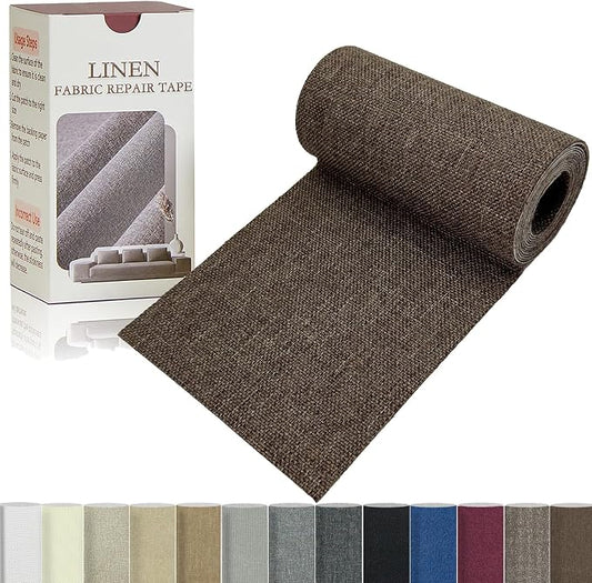 Gheeidau Linen Repair Tape 4x70 Inch Self-Adhesive Couch Patch Repair Fabric Patch for Furniture,Sofas,Cushion,Chairs,Bags,Linen Goods(Dark Brown)