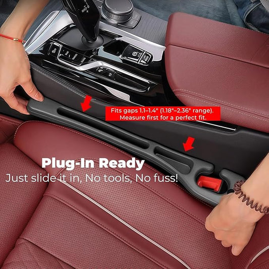 Car Seat Gap Filler, 2-Pack No Drop Seat Guard Universal Fit Car Seat Gap Plug Anti-Drop with Storage, Fill The Gap Between Seat and Console, Auto Accessories for SUV Truck Sedan