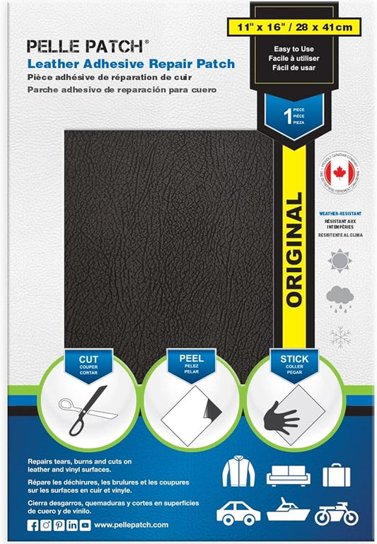 Black Leather Car Seat Repair Kit - 25 Colors Available - Original 11x16 - Black