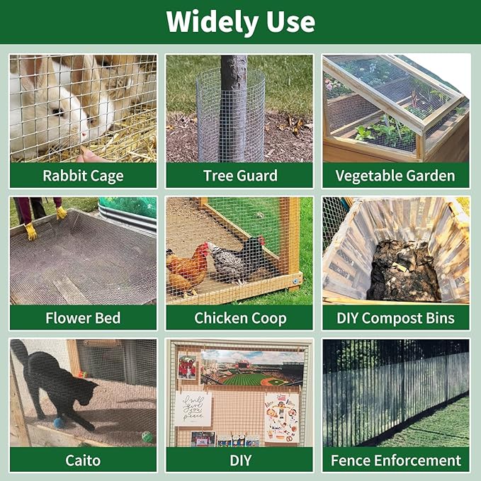 AMAGABELI GARDEN & HOME 48x50 Hardware Cloth 1/4 inch Square Galvanized Chicken Wire Welded Fence Mesh Roll Raised Garden Bed Plant Supports Poultry Netting Cage Wire Snake Fence