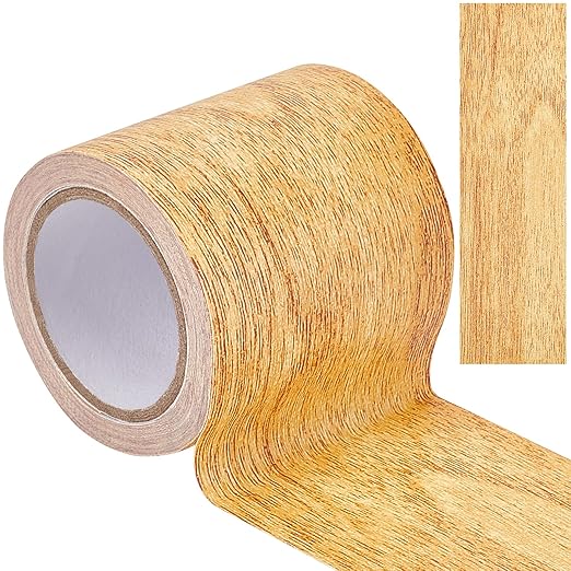 GORGECRAFT 2.2 Inch x 15Ft Wood Textured Adhesive Repair Tape Self Adhesive Patch Realistic Wood Grain Repair Tape High-Adhesive Repair Tape Simulation for Desk Chair Floor Furniture(Navajo White)