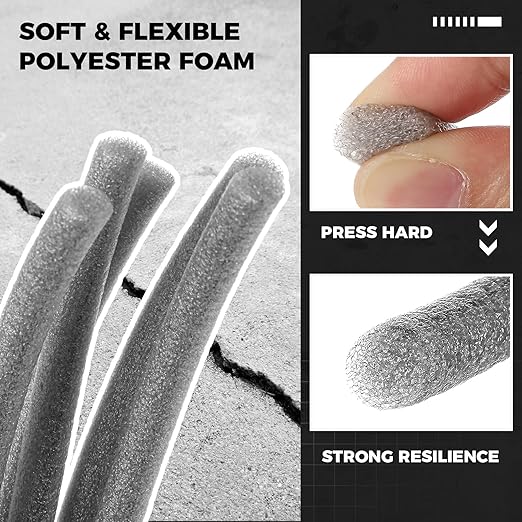 MotiMind 1.25 Inch x 200 ft Foam Backer Rod for Gaps Joints Concrete Crack Filler Caulk Saver Bulk Foam Backing Rod Concrete Filler Rope for Weather Stripping Door Seal(Gray)