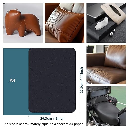 WILDREEDS 2 Pcs 8 x11 Inch Leather Repair Patches, Self-Adhesive Leather Patch for Sofas, Couch, Furniture,Tote Bags, Car Seats (Dark Blue)