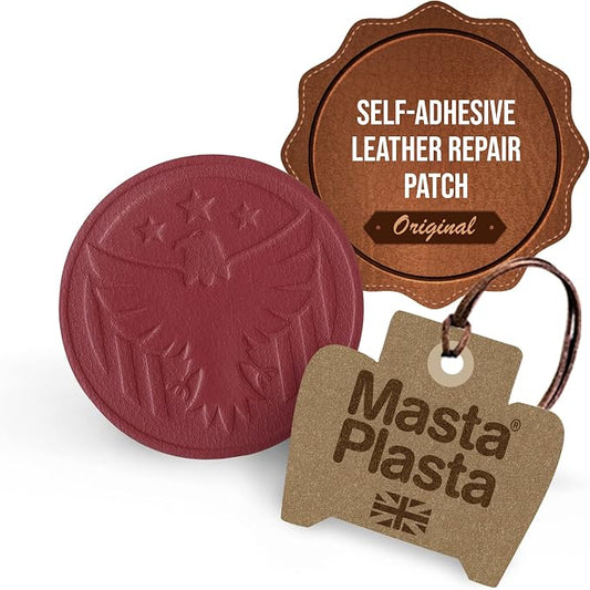 MastaPlasta Premium Leather Repair Patch – 3 Inch Red Eagle – Self‑Adhesive, Upholstery‑Grade, Ready‑to‑Use. Your Professional DIY Repair for Couches, Car Interiors, Bags and More