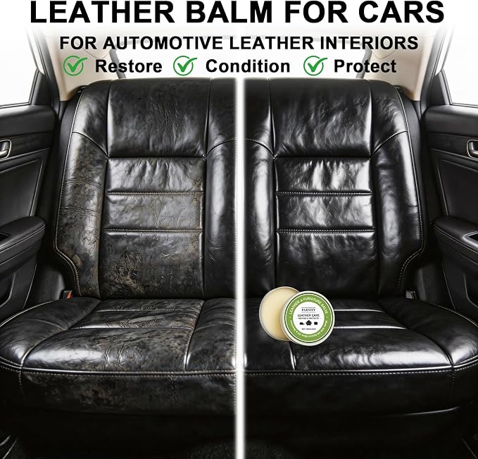 Leather Furniture Repair Salve, Polisher, Restorer & Moisturizer | Leather Cleaner and Conditioner for Car Seats, Hardwood Floors, Couches, & Boots, Prevent Cracking or Fading, with Sponge