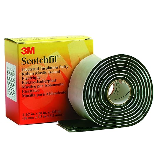 3M Scotchfil Electrical Insulation Putty, 1-1/2 in x 60 in, Black, 1 Roll | Mastic Adhesive