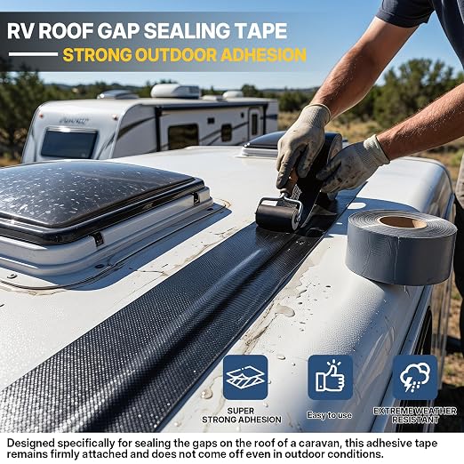 65.6ft X 4in EPDM Rubber Roofing Seam Tape, Self Adhesive Butyl Sealant Tape Waterproof Sealing Tape for Roof Patch & Repair, Peel and Stick Roofing Patch for RV, Pipe, Window Sill, Boat Sealing