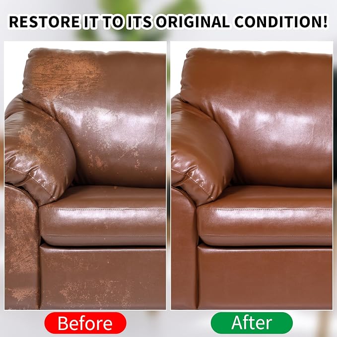 Leather Recoloring Balm, 12oz Large Size Leather Dye, Color Restorer, Scratch Repair, Furniture & Couch Restorer Kit, Repair Kit for Furniture(Light Brown)