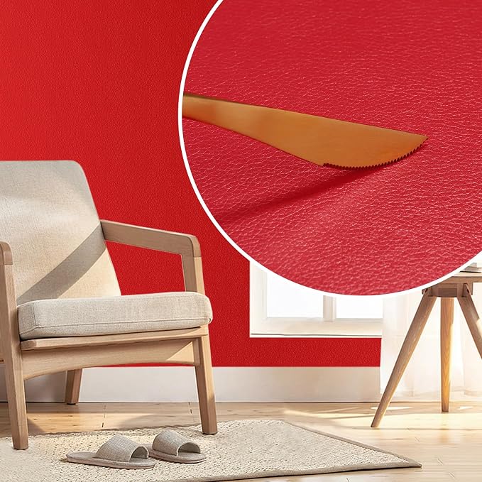 Leather Repair Patch 15.7x80 inch Large Self-Adhesive Leather Repair Tape Vinyl Leather Repair Kit for Sofa Car Seats Chairs Shoes Bags Damaged Leather Furniture (Red)